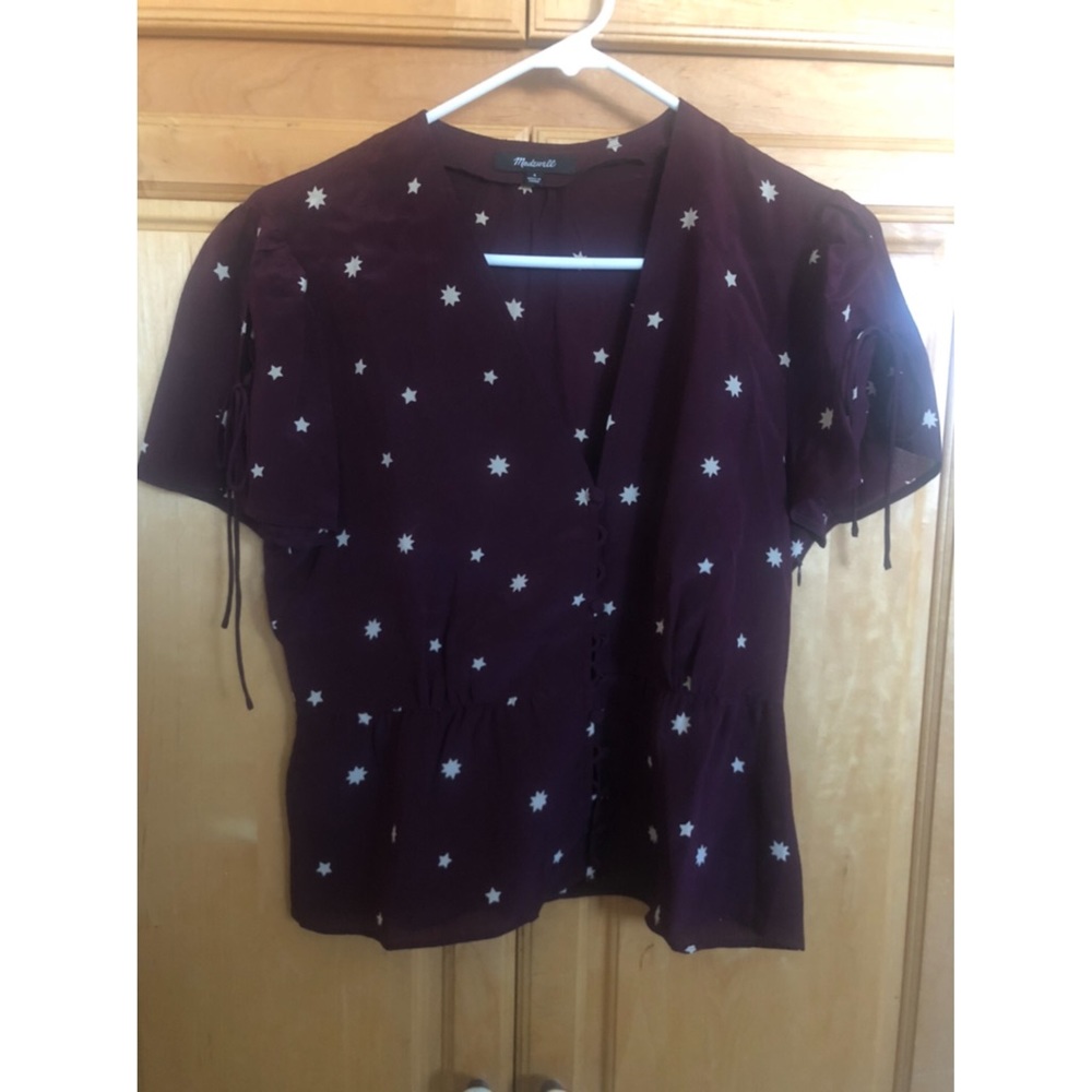 NWT Madewell Silk Bell Top W/Star Design - Picture 5 of 6